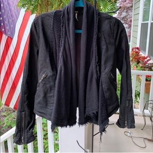 Free People black denim jacket